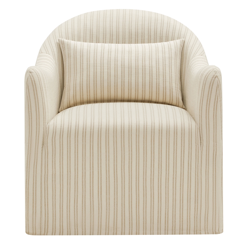 Bardot Slipcovered Striped Accent Chair in Oatmeal Stripe