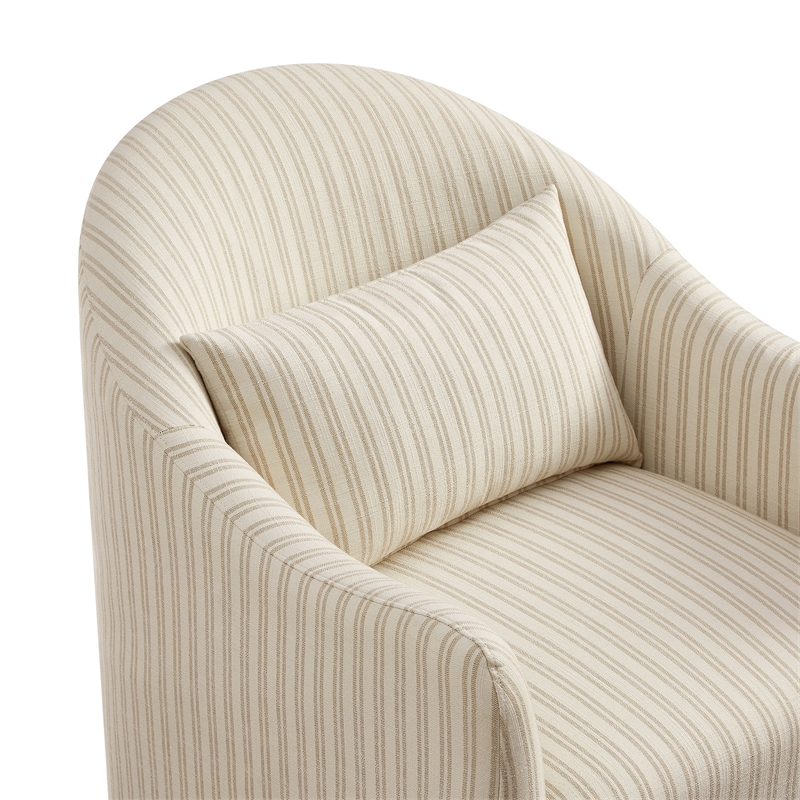 Bardot Slipcovered Striped Accent Chair in Oatmeal Stripe
