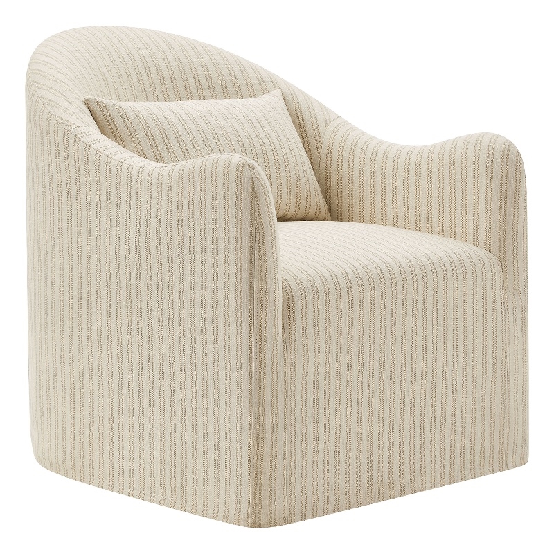 Bardot Slipcovered Striped Accent Chair in Oatmeal Stripe