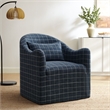 Bardot Slipcovered Linen Blend Accent Chair in Denim Windowpane Check