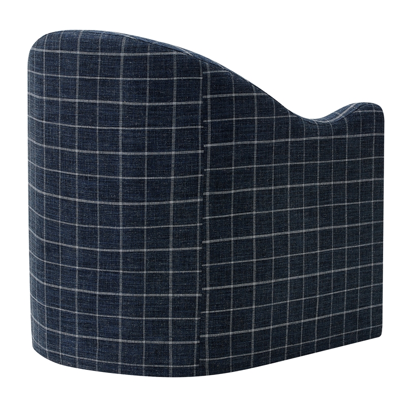 Bardot Slipcovered Linen Blend Accent Chair in Denim Windowpane Check