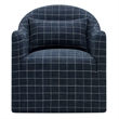 Bardot Slipcovered Linen Blend Accent Chair in Denim Windowpane Check
