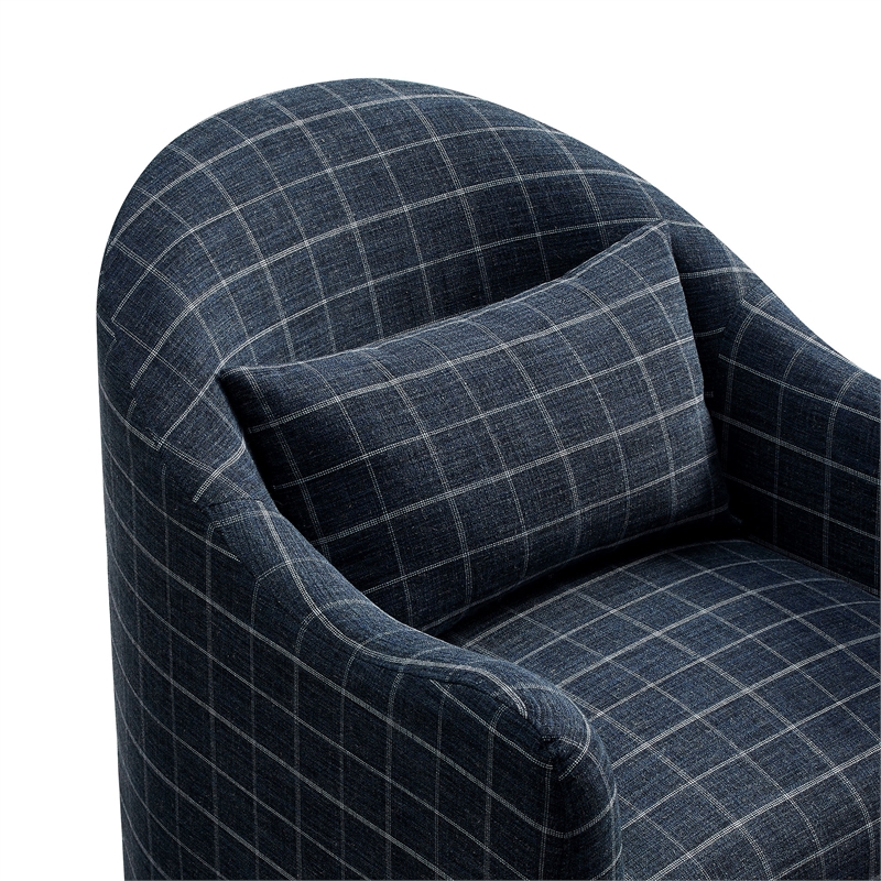 Bardot Slipcovered Linen Blend Accent Chair in Denim Windowpane Check