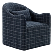 Bardot Slipcovered Linen Blend Accent Chair in Denim Windowpane Check