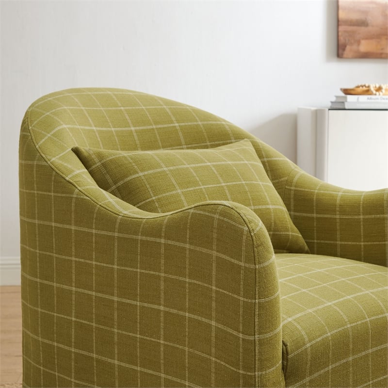 Bardot Slipcovered Linen Blend Accent Chair in Artichoke Windowpane Check