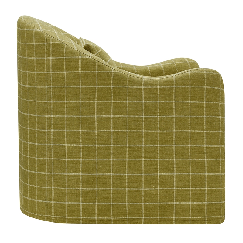 Bardot Slipcovered Linen Blend Accent Chair in Artichoke Windowpane Check