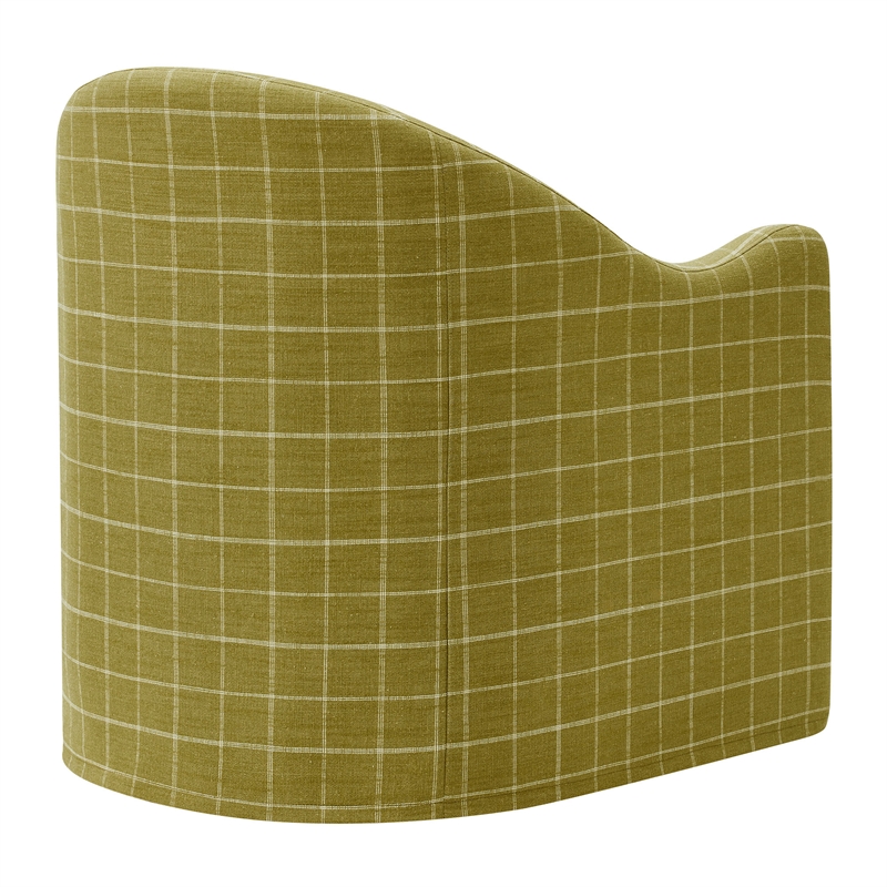 Bardot Slipcovered Linen Blend Accent Chair in Artichoke Windowpane Check
