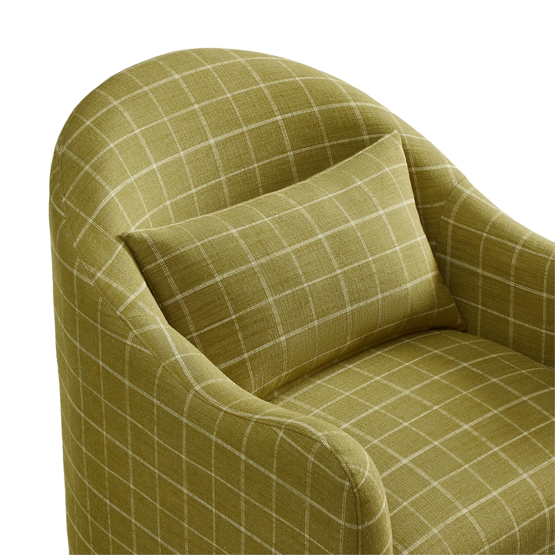 Bardot Slipcovered Linen Blend Accent Chair in Artichoke Windowpane Check