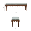Mirette Scalloped Edge Striped Accent Bench in Spa Blue Stripe