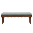 Mirette Scalloped Edge Striped Accent Bench in Spa Blue Stripe