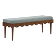 Mirette Scalloped Edge Striped Accent Bench in Spa Blue Stripe