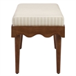 Mirette Scalloped Edge Striped Accent Bench in Oatmeal Stripe