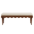 Mirette Scalloped Edge Striped Accent Bench in Oatmeal Stripe