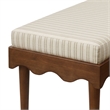 Mirette Scalloped Edge Striped Accent Bench in Oatmeal Stripe