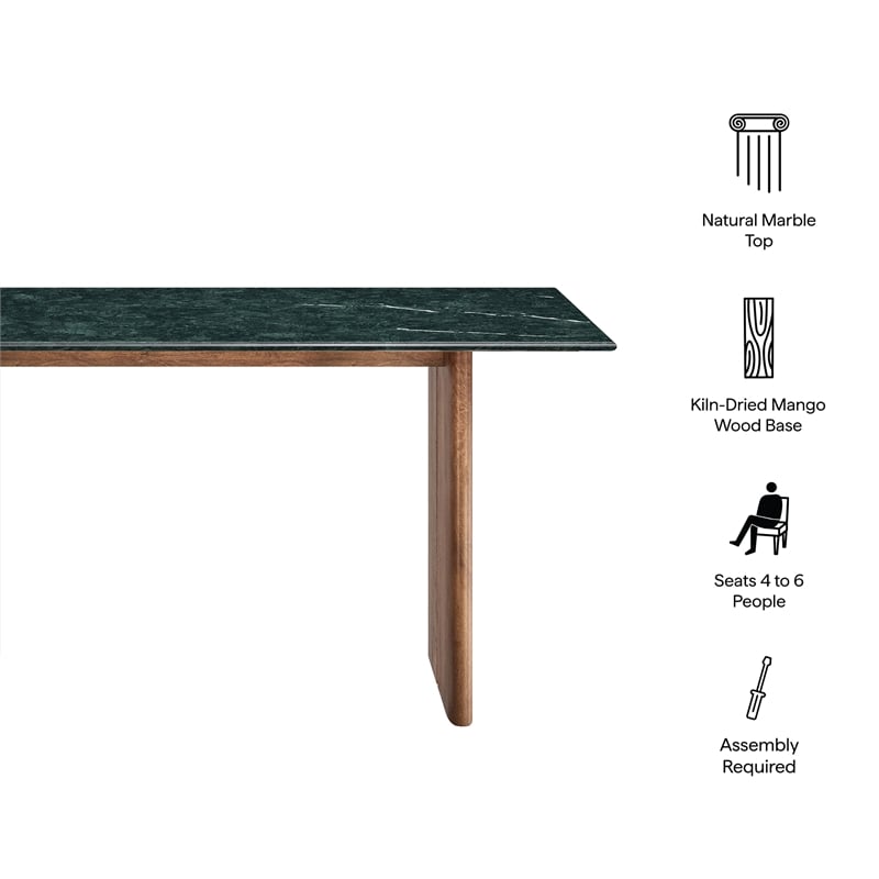 Amistad 60 Inch Marble Dining Table in Walnut Green Marble