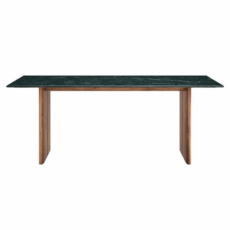 Amistad 86 Inch Marble Dining Table in Walnut Green Marble