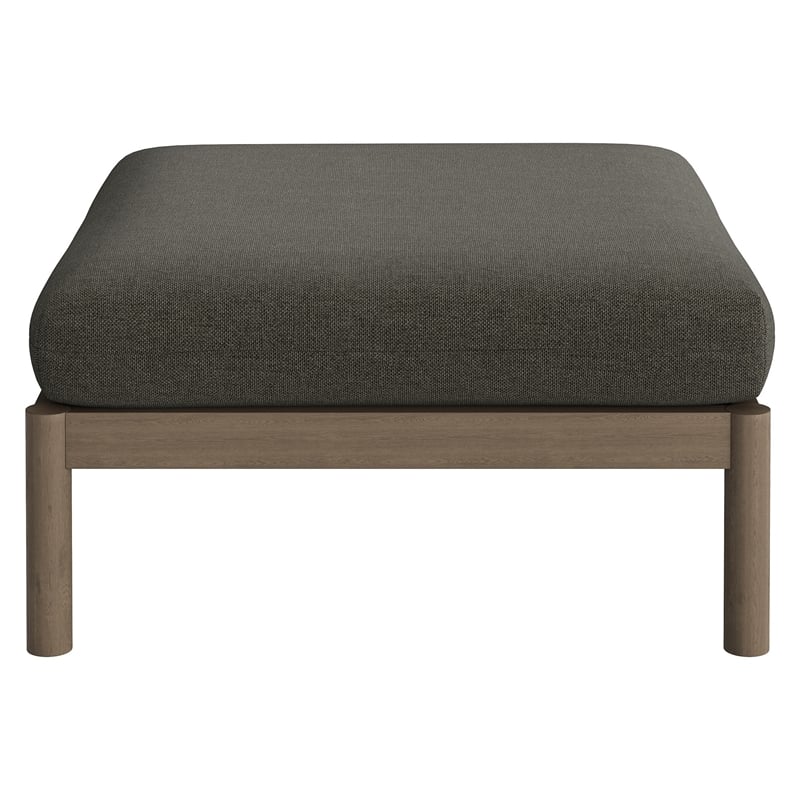 Eleni 2-Piece Outdoor Teak Wood Armchair and Ottoman Set in Weathered Gray Flint