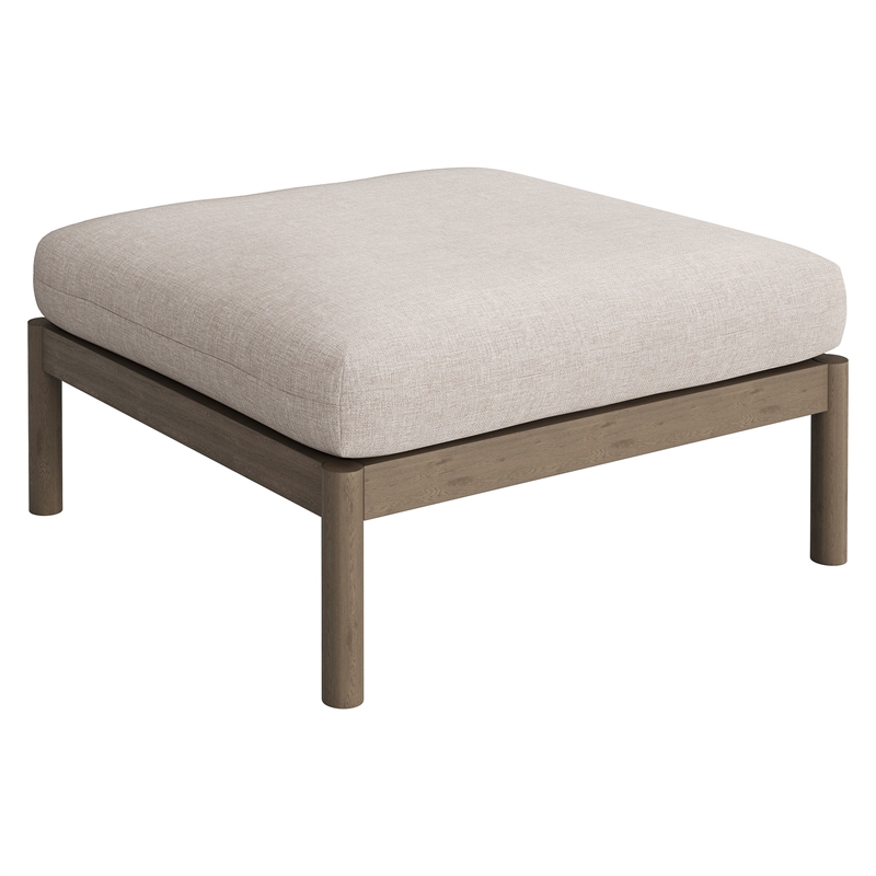 Eleni 2-Piece Outdoor Teak Wood Armchair and Ottoman Set in Weathered Gray Pebble