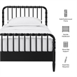 Arlette Twin Size Wood Spindle Bed Frame in Black