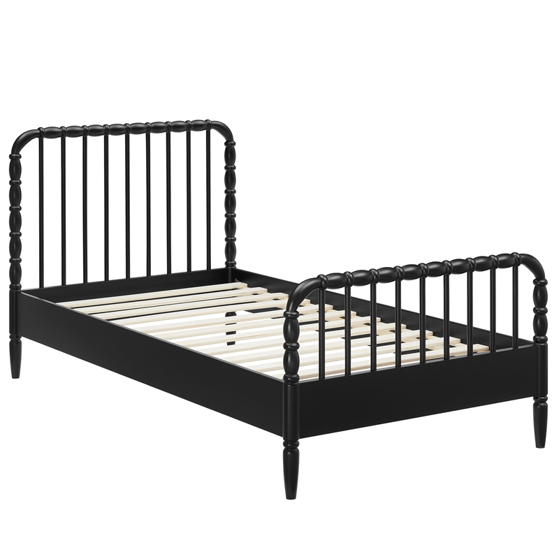 Arlette Twin Size Wood Spindle Bed Frame in Black
