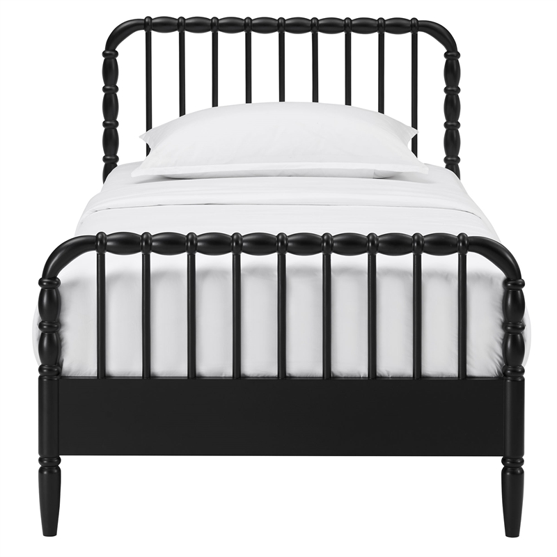 Arlette Twin Size Wood Spindle Bed Frame in Black