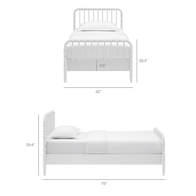 Arlette Twin Size Wood Spindle Bed Frame in White
