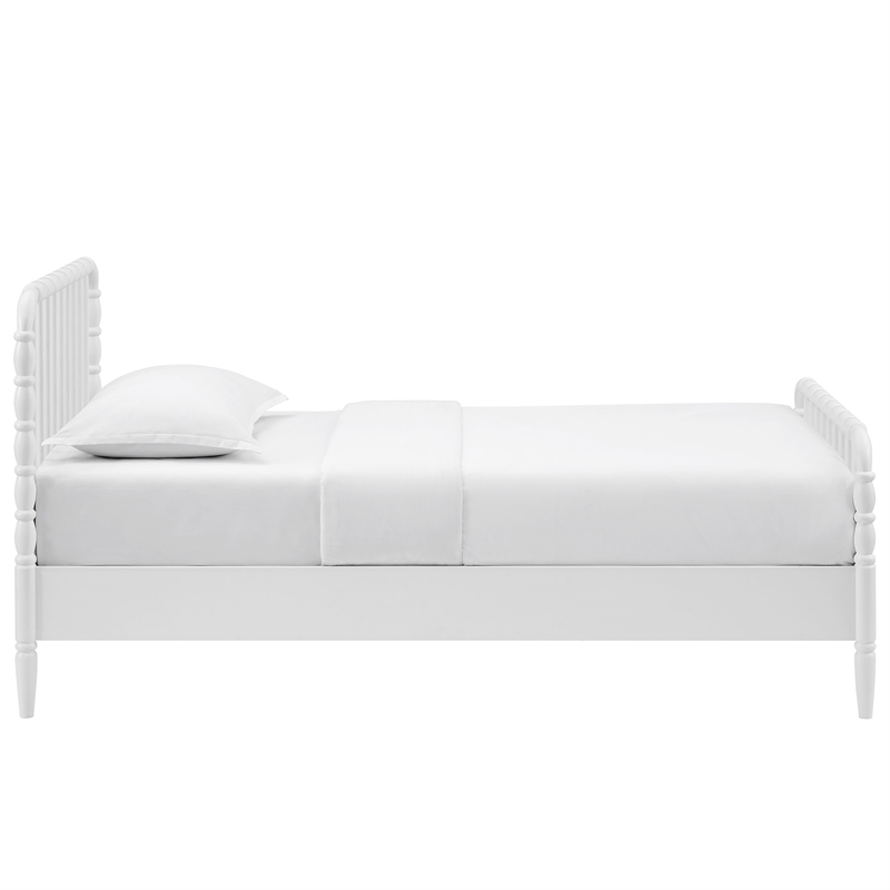 Arlette Twin Size Wood Spindle Bed Frame in White