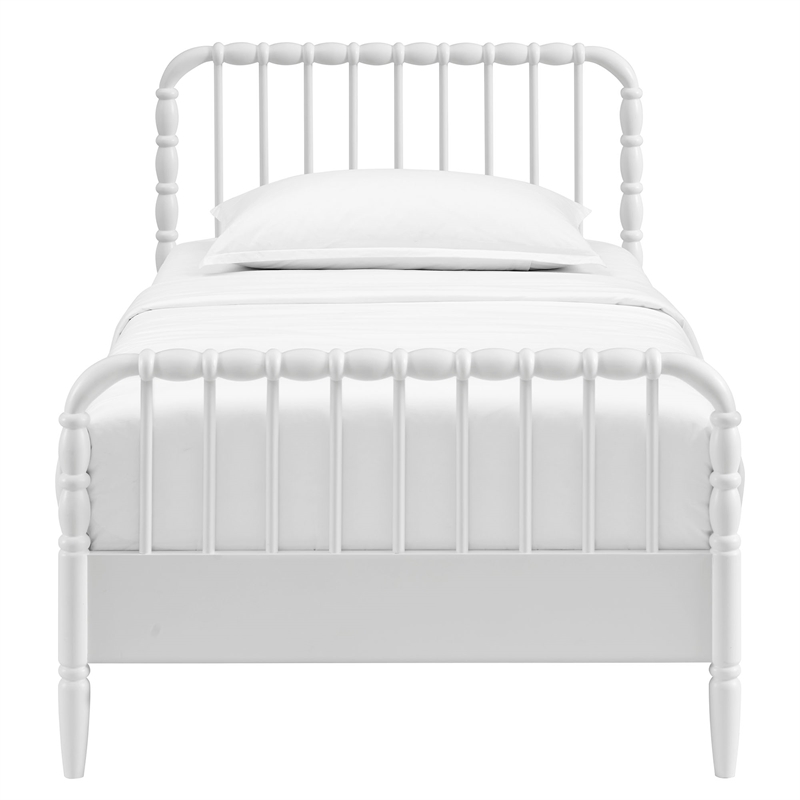 Arlette Twin Size Wood Spindle Bed Frame in White