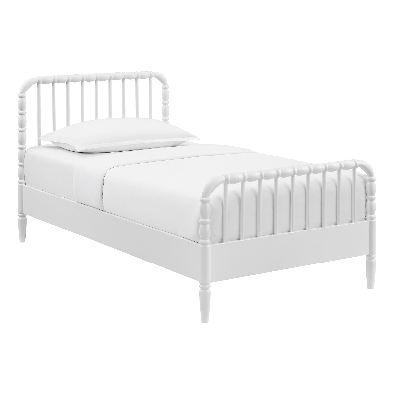 Arlette Twin Size Wood Spindle Bed Frame in White
