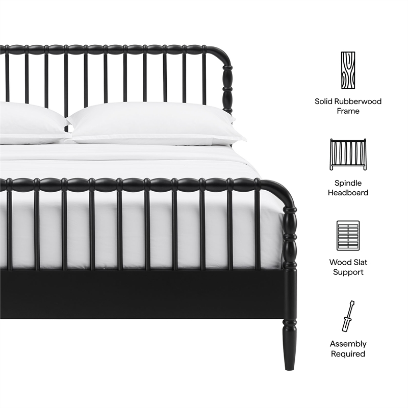 Arlette Full Size Wood Spindle Bed Frame in Black