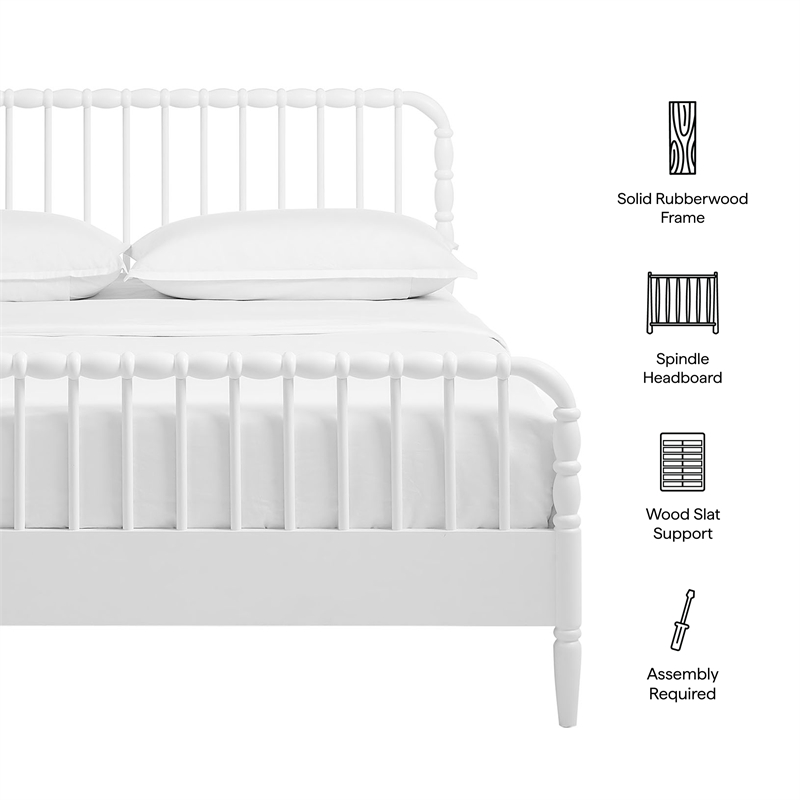 Arlette Full Size Wood Spindle Bed Frame in White