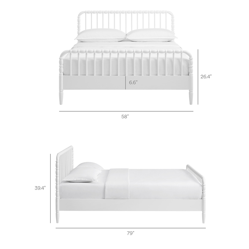 Arlette Full Size Wood Spindle Bed Frame in White