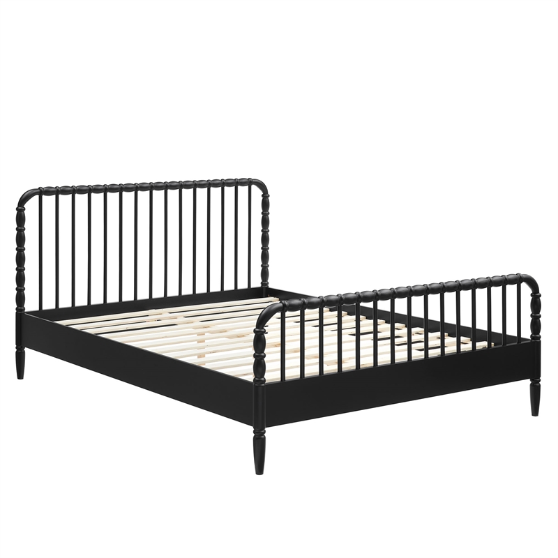 Arlette Queen Size Wood Spindle Bed Frame in Black