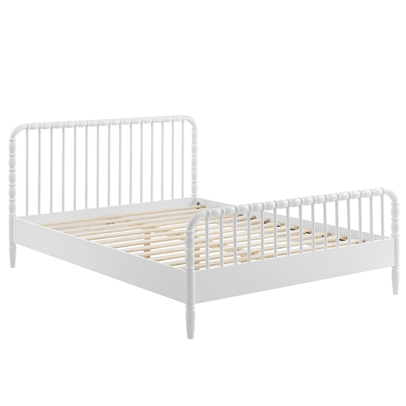 Arlette Queen Size Wood Spindle Bed Frame in White