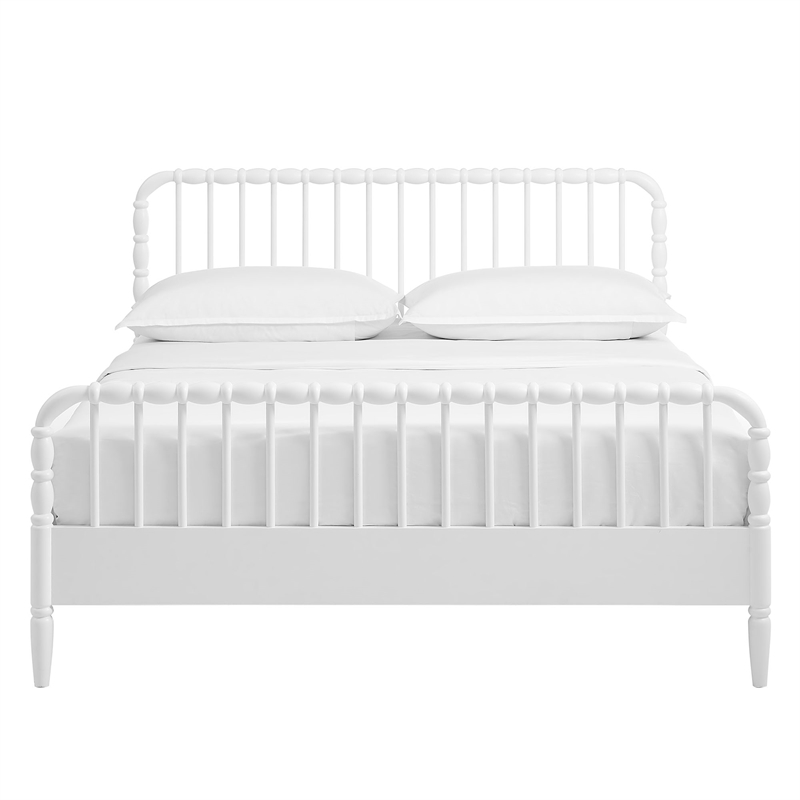 Arlette Queen Size Wood Spindle Bed Frame in White