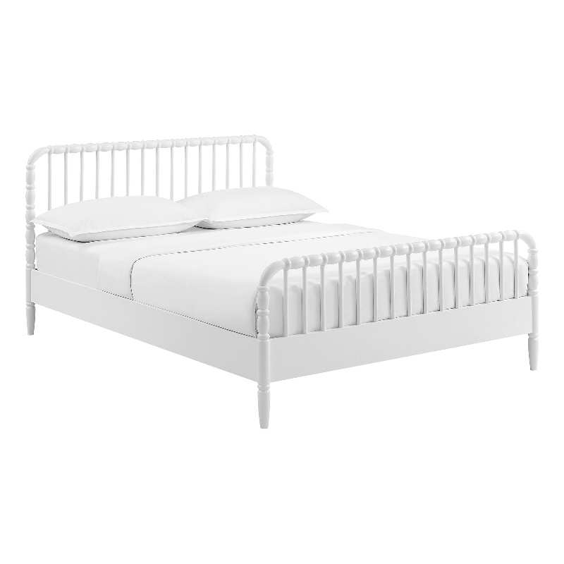 Arlette Queen Size Wood Spindle Bed Frame in White