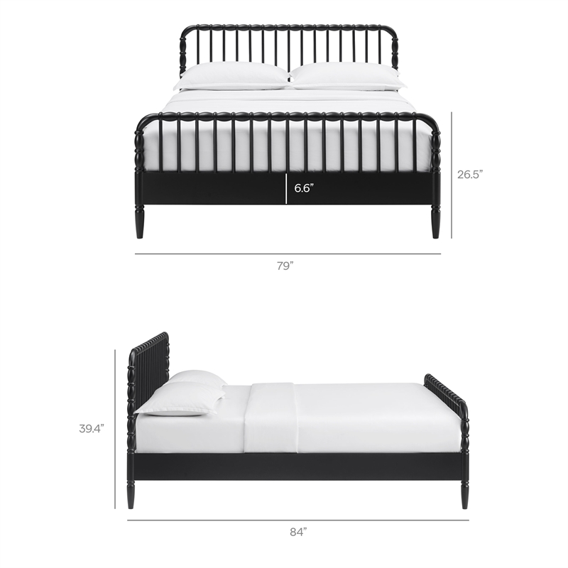 Arlette King Size Wood Spindle Bed Frame in Black
