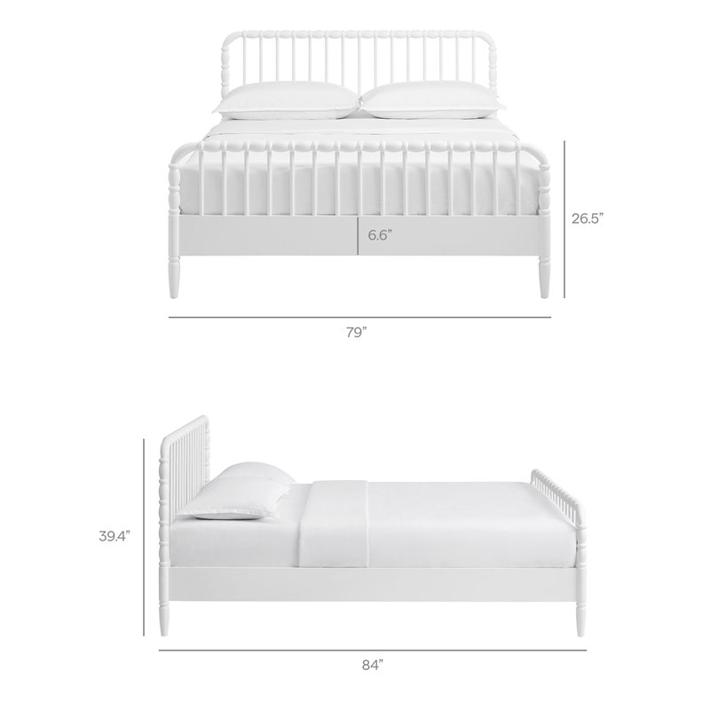 Arlette King Size Wood Spindle Bed Frame in White