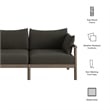 Eleni Outdoor Teak Wood Loveseat in Weathered Gray Flint