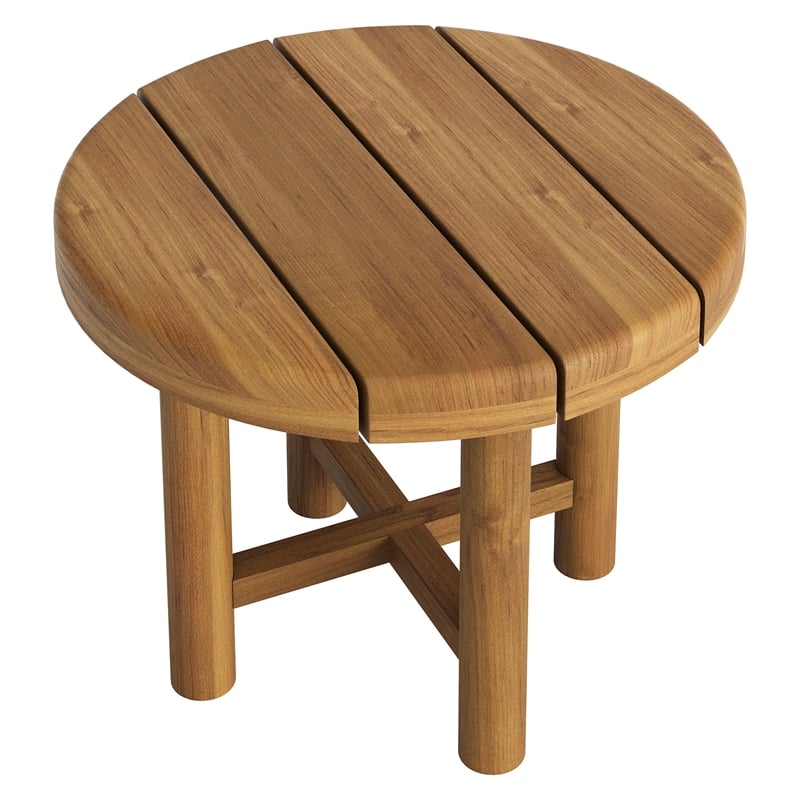 Eleni 20-Inch Round Outdoor Teak Wood Side Table in Natural