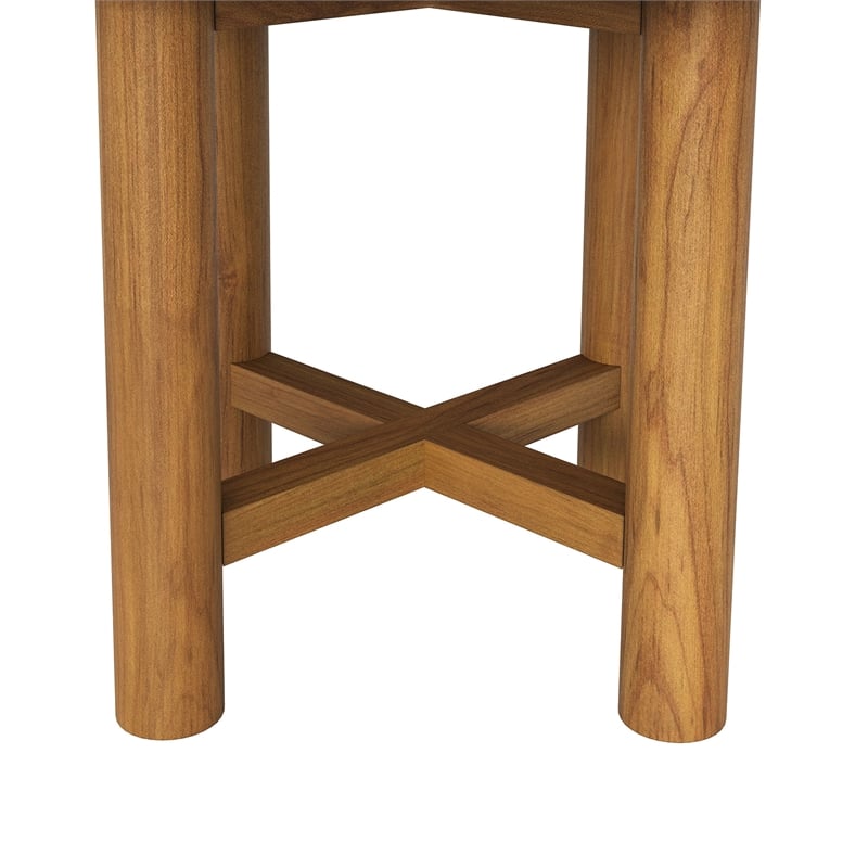 Eleni 20-Inch Round Outdoor Teak Wood Side Table in Natural