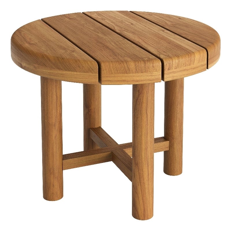 Eleni 20-Inch Round Outdoor Teak Wood Side Table in Natural