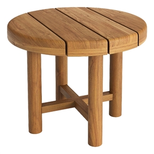 Eleni 20-Inch Round Outdoor Teak Wood Side Table in Natural