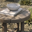 Eleni 20-Inch Round Outdoor Teak Wood Side Table in Weathered Gray Teak