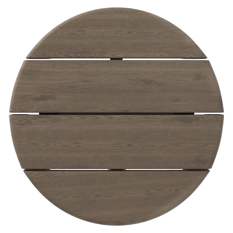 Eleni 20-Inch Round Outdoor Teak Wood Side Table in Weathered Gray Teak