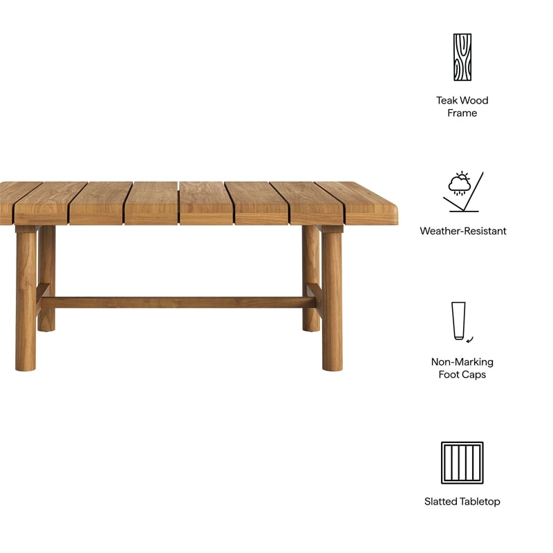 Eleni 41-Inch Outdoor Teak Wood Coffee Table in Natural