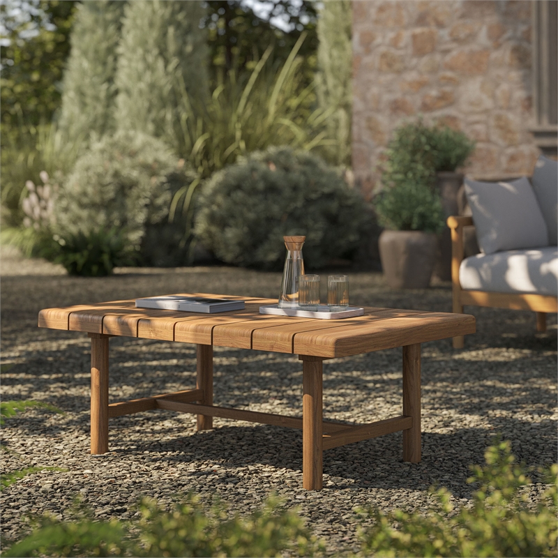 Eleni 41-Inch Outdoor Teak Wood Coffee Table in Natural