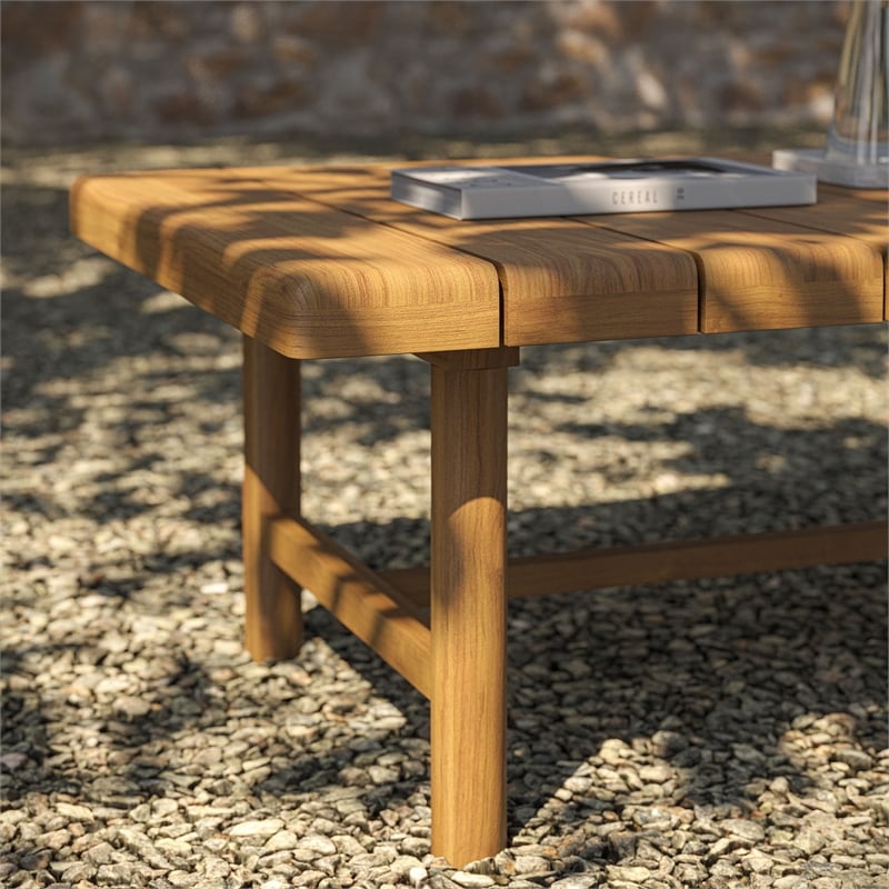 Eleni 41-Inch Outdoor Teak Wood Coffee Table in Natural