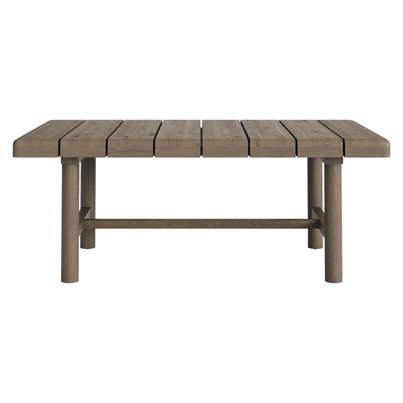 Eleni 41-Inch Outdoor Teak Wood Coffee Table in Weathered Gray Teak