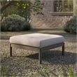 Eleni Square Outdoor Teak Wood Ottoman in Weathered Gray Pebble